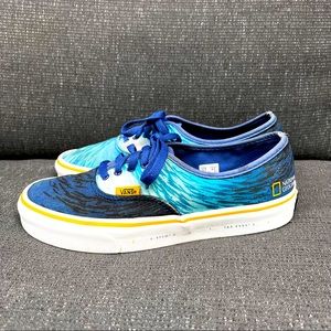 Vans National Geographic Authentic Ocean Blue Men's 6.5 Women's 8 Low Top